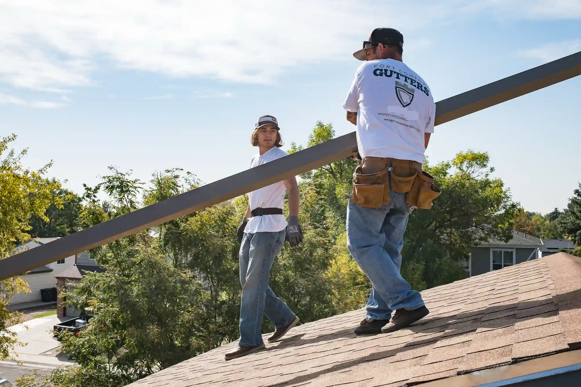 Fort Comfort Gutters crew on a residential job site